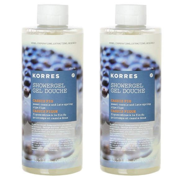Lot 2x New KORRES Cassis Fig Renewing Body Cleaner Shower Gel 13.53oz Bath - Picture 1 of 3